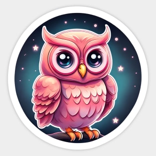 This Owl is Starring! Cute owl on a starry sky Sticker